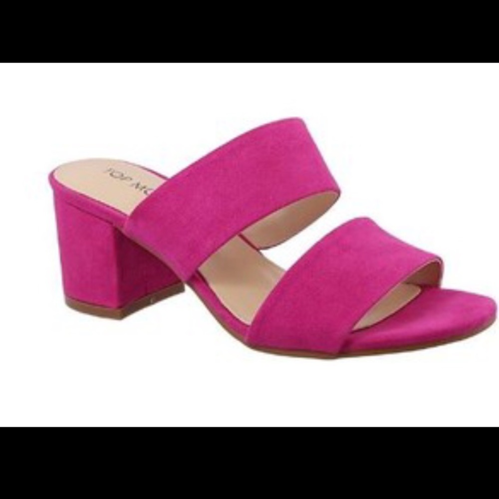 Women's Fuchsia Block Heel Slide Sandal